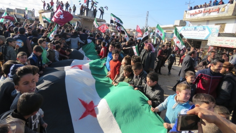 مظاهرات شعبية في مناطق الشمال دعما للفصائل والجيش التركي