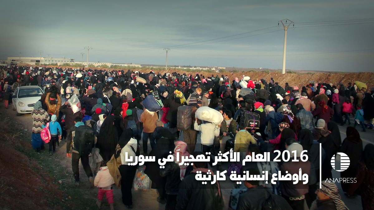 2016.. العام الأكثر تهجيرًا في سوريا.. وأوضاع إنسانية كارثية